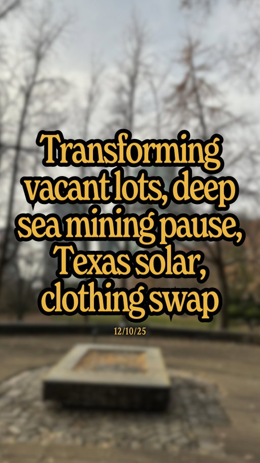 Turning vacant Chicago lots into flower farms, Norways pauses deep sea mining, Texas to generate more from solar than coal, hosting a clothing swap…

We build the future together, so what’s your story?