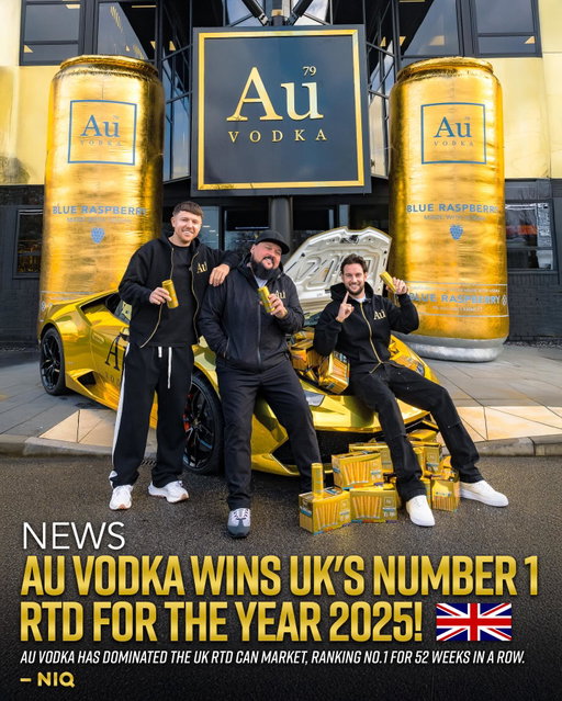 Au Vodka is the UK’s BEST SELLING RTD can🥇🇬🇧

Au Vodka pre-mixed cans have dominated the RTD category this year, ending Gordon’s long stint at the top🤯 This is our BIGGEST milestone to date, having surpassed household names Smirnoff, Gordon’s and Jack Daniel’s📈 

A huge thank you to everybody who continue’s to enjoy our product🤝

This is only the beginning, BIG things are coming in 2026🏆 

#auvodka
