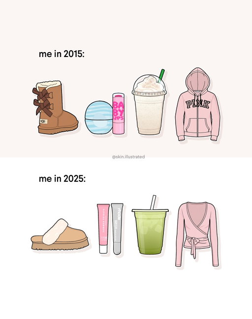 Trends reinvent themselves 🥺🎀 Which products do you remember using back in the day?

This time for the matcha girls, one for the iced coffee girls 🙂‍↕️ Which are you? ☕️

#nostalgicmakeup #makeuptrends #girlymeme #uggs #eos