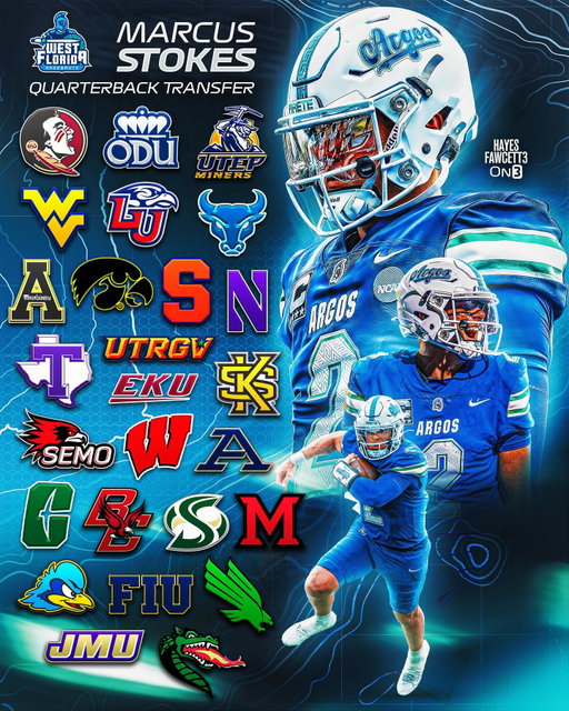 West Florida standout QB Marcus Stokes has heard from these schools since entering the @TransferPortal, he tells @On3

The 6’2 210 QB totaled 3,664 yards & 40 TDs this season

He’s been named a finalist for the Harlon Hill (D2 Heisman)

Repped by @bnm_nil