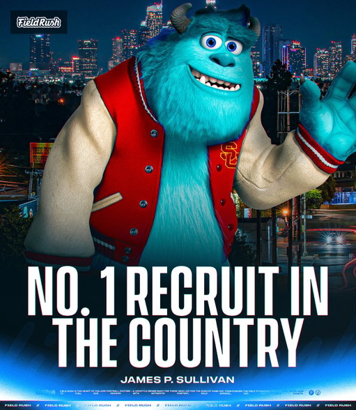 “Dad, how good was Prime James P. Sullivan?” 😳

Sully is currently the No. 1 recruit in the country, the top ATH in the portal, and an absolute MONSTER. He can play any position on the field.

The Monsters University star already holds offers from Alabama, Ohio State, Penn State, Michigan, Oregon, Notre Dame, UMass, and more…

Where’s he going?