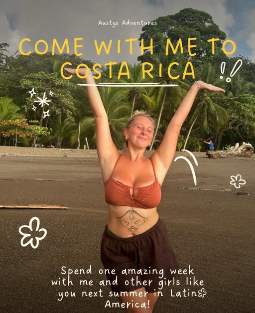 So excited to announce I’m hosting my first group trip to Costa Rica🇨🇷🌴🦥 with @worldpackers :)) 

I had the pleasure of going on my first GIRLS ONLY group trip to Costa Rica in September and I left with friends for life🥹 so I can’t wait to share this experience with you as well!! 

Mid winter is here and that means you’ve got to start planning your summer 26’ trips😚 Here’s what you WONT want to miss with me and 18 other girls this summer in Costa Rica:

Sunset beach photoshoots with a bonfire every night🌅Catamaran sunset cruise with amazing views⛵️
Beach walks with turtles or maybe spot some sloths🦥
Local meals, fruit, and coffee…yum🍉🍍
Learn to surf!!🏄‍♀️ (you’ll definitely be better than me)
Salsa Dancing in Latin America💃🪩
Yoga in the jungle🧘‍♀️🌴
National Parks and zip lining🌳🏞️
ATV adventures & more! 

Spots are limited🔗💬— join the WhatsApp group before it fills up to hear the first on everything including the itinerary, extra details, special offers, answering questions, and any other assistance you need :))

This tropical getaway girls trip will be the highlight of your year and getting to meet and travel with you all will be mine for sure🫶🏼 

DM me or comment “pura vida” if you want more details or have questions!🌺🥥🐚✨