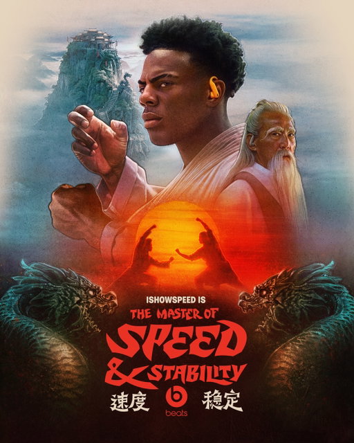 The Master of Speed & Stability premieres on @ishowspeed ‘s YouTube livestream tomorrow, December 12th at 11 AM PST. Pull up. 

Witness Speed’s quest to unlock the secrets of kung fu with Powerbeats Pro 2.