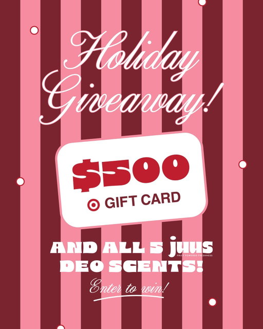 🎀 HOLIDAY TARGET GIVEAWAY CLOSED 🎀
 
juus will be available at a Target near you in just a few short weeks... so let’s celebrate! To ring in this new season, we are giving away a $500 @target gift card and all 5 juus deodorant scents! ❄️
 
The scoop:
♥️ Follow @juusbeauty on Instagram
♥️ Like this post
♥️ Tag a friend you love going to Target with ⛄️ (Every tag is one additional entry, with a max of 10 entries per account!)
 
One lucky juus girl wins 💗 Happy holidays to all!
 
NO PURCH NEC. Open to 50 US & DCM 18+. Ends 5pm ET 12/18/25. Winner will be announced via DM from this account. Rules linked in bio.

#giveaway #giftcard #target #targetbrand #newproduct #deodorants #holiday #holidays