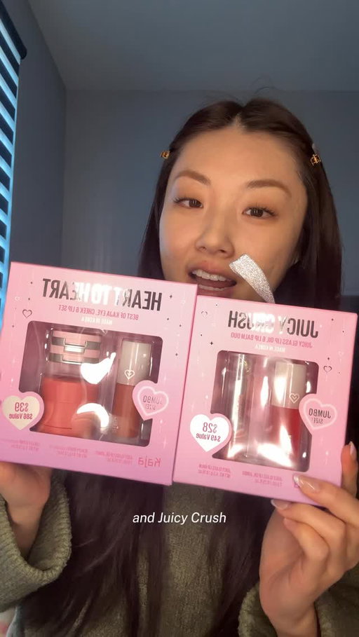Using @kajabeauty Heart to Heart Holiday Set—the perfect all-in-one trio for eyes, cheeks & lips 💕 Topping it off with the @kajabeauty Juicy Crush Holiday Set for mistletoe-ready lips Shop both now at @ultabeauty ! #ad #kajapartner #kbeauty #kajaxulta