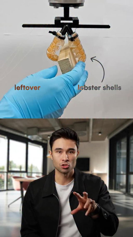 🦞🦀 Researchers at EPFL in Switzerland have developed functional robot components from discarded langoustine shells, demonstrating a new approach they call “necrobotics.”

The crustacean exoskeletons, typically thrown away as food waste, naturally combine rigid protective plates with flexible joints—a structure difficult to replicate synthetically.

By augmenting three-gram shells with tendons, elastomers, and silicone coatings, the team created actuators capable of supporting 680-gram payloads, operating at eight cycles per second, and powering swimming robots.

The design enables circular manufacturing: shells biodegrade after use while synthetic components get reused.

With millions of tons of crustacean shells discarded annually, the research suggests food waste could become a sustainable source for robotics hardware.

Research paper info👇

Title: “Dead Matter, Living Machines: Repurposing Crustaceans’ Abdomen Exoskeleton for Bio-Hybrid Robots”

DOI: 10.1002/advs.202517712

Authors: Sareum Kim, Kieran Gilday, and Josie Hughes

Institution: The CREATE Lab, Institute of Mechanical Engineering, School of Engineering, EPFL (Lausanne, Switzerland)

Journal: Advanced Science

#trendingreels #robotics #research #science