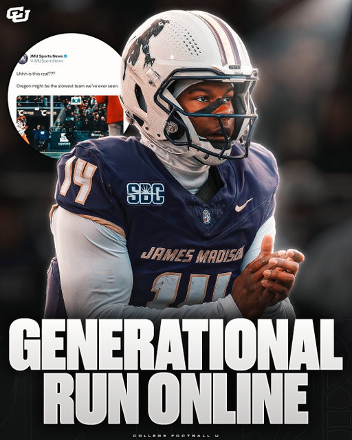 JMU is pulling off maybe one of the most legendary runs online I’ve ever seen 😭

Ever since they were matched up with Oregon in the CFP, they’ve been on an absolute heater trolling the Ducks. The thing is though, it’s actually united the Oregon fanbase and JMU fanbase.

With a win over Oregon, this account would be even more obnoxious in all the best ways.

It might just be my favorite account right now💀