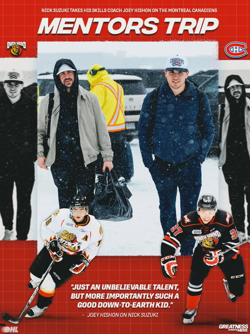 The Bayshore bond is strong 🐻

Nick Suzuki brought his skills coach and fellow @AttackOHL alum Joey Hishon along for the @CanadiensMTL mentors trip!