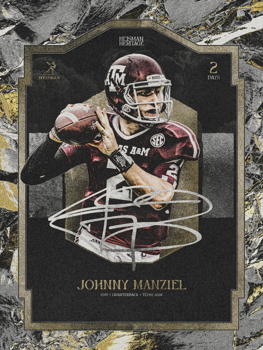 In 2012, @aggiefootball quarterback @jmanziel2 accumulated 4,600 yards of total offense and 43 touchdowns on his way to becoming the first freshman to win the Heisman.

#HeismanHeritage | 2 Days