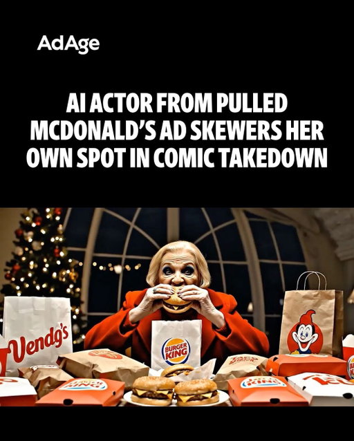 McDonald’s AI-generated holiday ad from the Netherlands has been getting all sorts of flak in recent days. But a response video recreating one of the AI actors from the spot to rail against it is the most humiliating punch yet.

The response, from an agency called All Trades Co, takes a character from the McDonald’s spot and gives her a full video of her own. She doesn’t hold back in skewering the spot, which the fast-food chain pulled off YouTube earlier this week after criticism from some quarters.

In all, it’s a savagely entertaining way to reiterate what many in the industry have been advocating for all along as AI has encroached on creativity: human-made ads starring humans.

📲 Read about the full takedown at the link in bio. 🔗