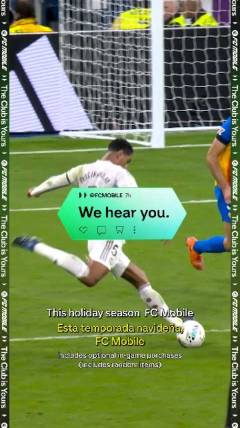 Holiday cheer is coming to #FCMobile! 🎁 Vote for the Real Madrid player you want in your Holiday Gift. Vote until December 13.

¡La magia navideña llega a #FCMobile! 🎁 Vota por el jugador del Real Madrid que quieres en tu regalo navideño. Vota hasta el 13 de diciembre.
