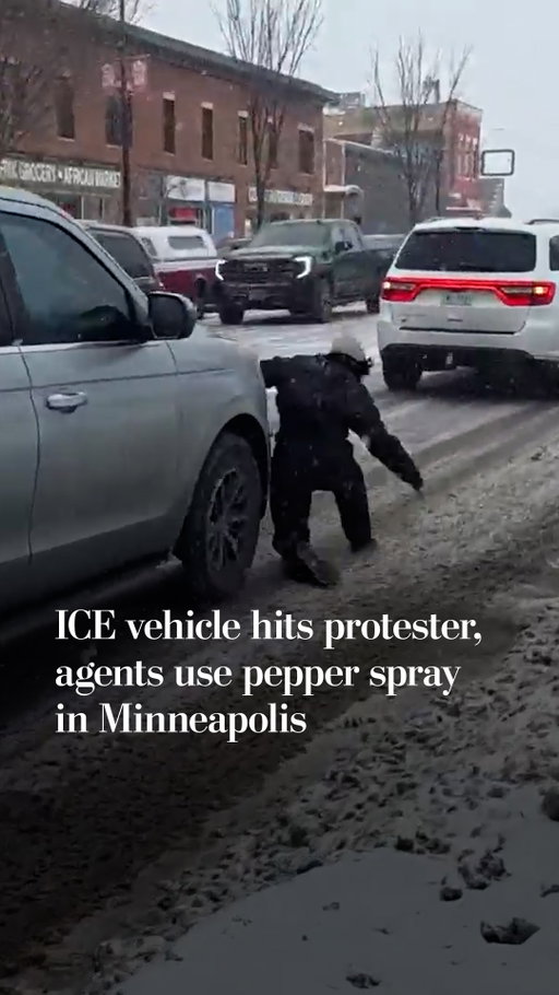 An ICE vehicle was recorded hitting a protester in Minneapolis on Dec. 9 as demonstrators heckled agents. Footage shows other agents pepper spraying protesters after some threw snowballs at their vehicle.