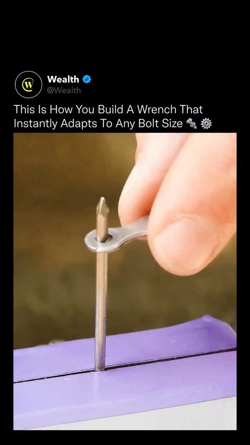 This wrench eliminates an entire toolbox in a single motion. 🧠🛠️

Instead of fixed jaws, the head is built from stacked, spring-loaded steel plates that move independently. When the wrench is pressed onto a bolt, each plate slides into place, contouring perfectly around the shape and size of the fastener.

That layered design spreads force evenly across the bolt’s surface, reducing slippage and preventing rounded edges. It also means a single tool can grip multiple bolt sizes and shapes without adjustment, measuring, or swapping sockets.

The result is a deceptively simple mechanism that turns adaptability into hardware. Less friction, faster work, and a tool that reacts instantly to whatever it touches.

Love Technology? Follow @Wealth 🌟

#technology #engineering #innovation #tools #design