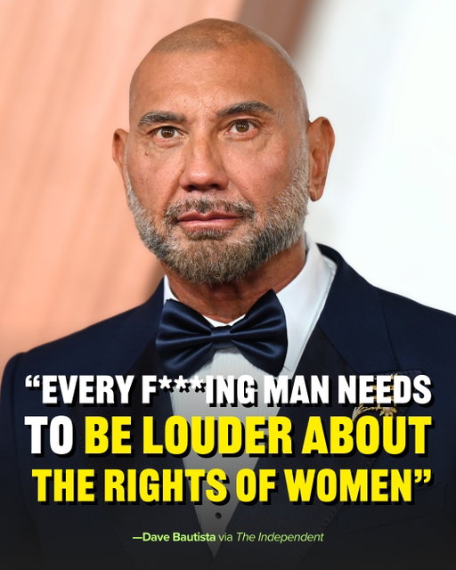 Say it again for the men in the back! Dave Bautista was asked on the street how important that “men who look like [him] get a lot louder for women” and their rights. The former wrestler and "Guardians of the Galaxy" star who has publically spoke up for and fought for gender equality and LGBTQIA+ rights, said "every f***ing man needs to be louder about the rights of women.” Bautista added that it’s not about status, size, or image — it’s about accountability.

His comments come amid widespread backlash to the Supreme Court’s overturning of Roe v. Wade, the outlawing of abortion in several states, and as more celebrities speak out in support of reproductive rights.

📷: Getty Images