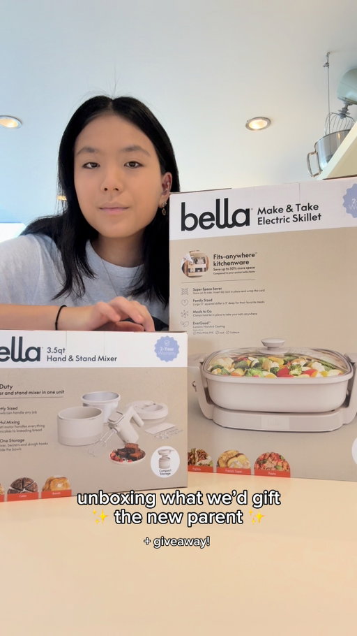 unboxing + giving away (CLOSED) what we'd gift the new parent! 💝 we could all use a little extra help this holiday season 🥰

one winner will receive: 
🧑‍🍳 3.5QT Hand & Stand Mixer
🧑‍🍳 Make & Take Skillet

to enter: 
🎁 follow @bellakitchen
🎁 like this post
🎁 comment what you’d make

Ends 12/18 @ 11:59pm EST. Must be 18+ to enter. Contiguous U.S. residents only. Not affiliated with Meta. Winner will be chosen via DM and has 72 hours to claim before a new winner is selected. Good luck! 💫 For Official Rules & complete details visit https://bit.ly/3XU2bbR