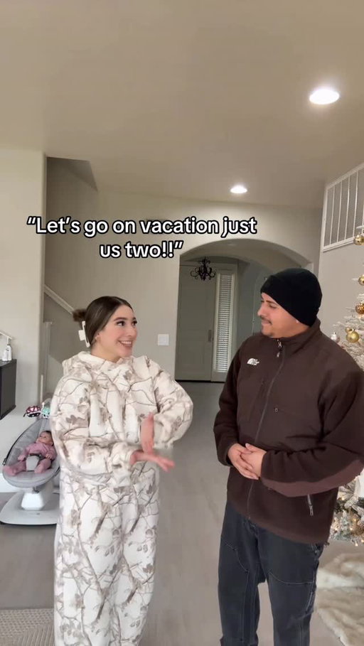 Can any other parent relate? 😂 we love bringing them everywhere with us though, one day they will make their own life and it will be just us too again 🥹❤️

Set from @abercrombie 
Beanie @alo
Jacket @thenorthface 
Swing @4moms_hq 

#explore #youngparents #couples #couplecomedy #relatable #funny #momlife