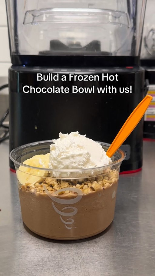 PSA: You can get a Frozen Hot Chocolate Bowl for $5 from 4-7pm December 13th! 🍫❄️

Offer valid in store only from 4pm-7pm local time on 12/13/2025 for one (1) Frozen Hot Chocolate Bowl for $5 (excluding add-ons, extras, taxes and fees) at participating locations (drive thrus and kiosks excluded) while supplies last. One per person. Must be present in store to redeem offer at checkout. Offer not valid with any other offer or reward or on third-party delivery. Other fees and taxes may apply for all orders; see checkout for details. Jamba reserves the right to end promotion at any time without prior notice. Void where prohibited.