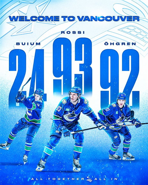 Meet the new guys. 👋

Welcome to Vancouver Marco Rossi, Zeev Buium, and Liam Öhgren!