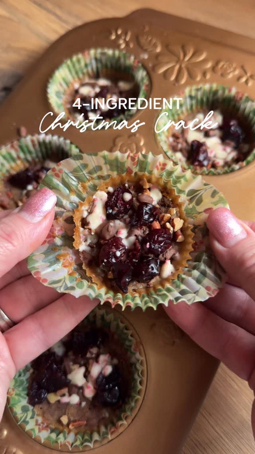 They call it crack for a reason lol. It easy to make and oh so delicious!! Plus you can use just about any toppings you like and they are perfect for gifting. Don’t say I didn’t warn you! 

- 24 Ritz crackers
- 1 cup butter unsalted
- 1 cup brown sugar
- 1 pkg semi sweet chocolate chips

Toppings I used:
- pecans 
- cranberries 
- peppermint bark

Preheat oven to 350°. 
Line muffin tins and place a Ritz in each. Boil butter + brown sugar for 3 minutes, immediately spoon over crackers and top with chocolate chips and bake 8 minutes. Remove from oven and spread the melted chocolate using the back of a spoon. Add your favorite toppings (nuts, cranberries, peppermint bark), then chill until set. 

Be sure to head over and see what Christmas goodies my friends have prepared for you. 

@aliciamarieluchini 
@ginghamandbows 
@our.cozy.little.home
@farmgirlfarmlife 
@cozy_in_georgia 
@literallyrose__

#christmascrack #christmastreat #holidaybaking