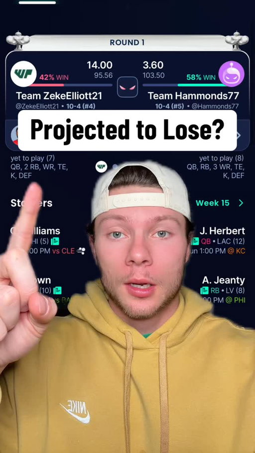 What to do if you’re projected to lose in fantasy playoffs 🏈 #fantasyfootball #nflfantasy #fantasyfootballplayoffs