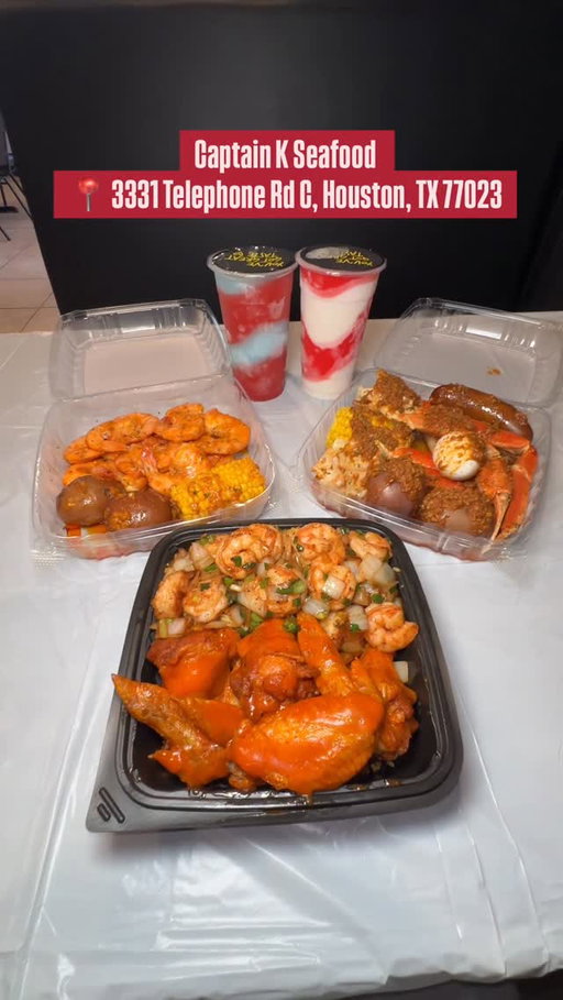 NEE SEAFOOD RESTAURANT called @captainkseafood 🔥. Recently just opened & they serving up all the seafood you might like, like Snowcrab, Shrimp & even Crawfish since the season is starting. 

They have a Boiled Shrimp Special where it’s 10.99 for the rest of December Which is a great deal imo especially with seafood prices nowadays. Get 1lb Boiled Shrimp w/ 2 Potatoes & Corn. They have different spice levels & flavors for your seafood if you into that. 

Crab Lover: 2 Snow Crab Clusters, Potatoes, Corn, Sasuage & Egg
“Captains Duo” Wings w/ Shrimp Fried Rice 

#Houstonseafood #houstonfood #houstoneats