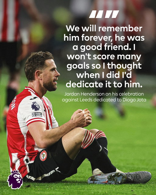 Jordan Henderson dedicates his goal to Diogo Jota ❤️