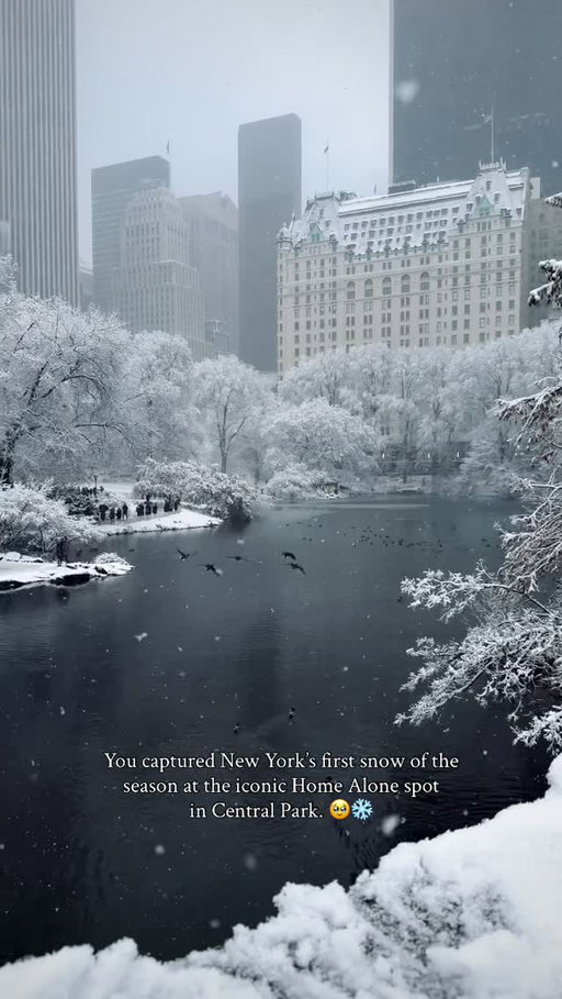 You captured New York’s first snow of the season at the iconic Home Alone 2 spot in Central Park — a literal dream. 🥹❄️

#nyc #newyork #newyorkcity #centralpark #homealone2 #homealone #homealonemovie #nycchristmas #snow #snowday #winter #wintertravel #travel