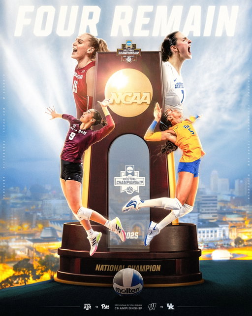 4️⃣ teams are headed to the City of Fountains! Who will take it all? 

(3) @aggievolleyball 🆚 (1) @pitt_vb 
⏰ 6:30 PM ET

(3) @badgervb 🆚 (1) @kentuckyvolleyball 
⏰ 30 minutes following first match

📍 Kansas City
📺 ESPN

#NCAAWVB