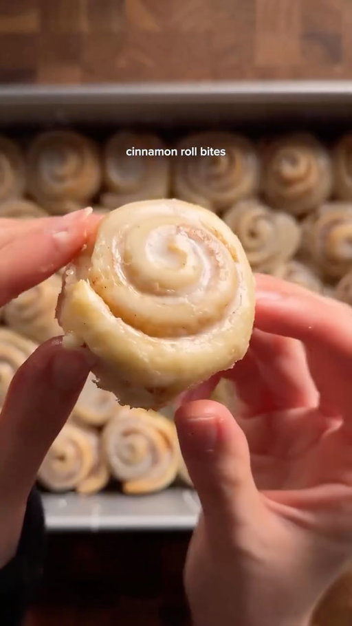 mini cinnamon rolls
dough:
3/4 cup (180g) warm milk
1 pack (7g) instant yeast
1/4 cup (50g) sugar
1 egg + 1 egg yolk (I ended up using only 1 egg but either works!)
1/4 cup (57g) melted unsalted butter
3 cups (360g) bread flour
3/4 tsp (4g) salt
*add warm milk into a large bowl and sprinkle on the yeast. give it a little mix and then add in the sugar, eggs, and melted butter. note: if you’re using active dry yeast, you’ll need to activate it in warm milk and sugar first before adding the other ingredients. add in flour and salt. knead for about 8-10 minutes and then let rise for an hour. 

filling
2/3 cup (133g) brown sugar
1 1/2 tsp (4g) cinnamon
1/3 cup (76g) softened butter
*mix together well. spread on flattered rolled out dough. roll the dough up tightly and cut into 4 equal pieces. then roll each piece into mini logs and slice. place rolls inside a 9x13 pan and let rise about 20-30 minutes. bake at 350 for 14-18 min. 

glaze
3/4 cup (90g) powdered sugar
1/2 tsp vanilla (paste if avail)
1-2 tbsp heavy cream