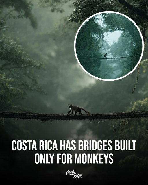 These bridges weren’t built for people they were built for monkeys.🥹🇨🇷

💡Across Costa Rica, especially near Manuel Antonio, Monteverde, and the Central Valley, rope bridges called “puentes de mono” are installed above roads to help monkeys, sloths, and other wildlife cross safely.

💡They reduce animal deaths, reconnect forest canopies, and allow wildlife to move freely without ever touching the ground.

Would you want more countries to build cities like this? 🌿👇

📍Manuel Antonio, Monteverde, and the Central Valley