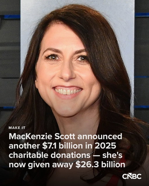 Billionaire philanthropist MacKenzie Scott has unveiled the final tally for her 2025 charitable donations, which totaled $7.17 billion in gifts to roughly 225 organizations, she wrote in a blog post published on Tuesday.

Scott’s 2025 giving brings her total donation amount since 2019 to $26.3 billion, based on her past public announcements of her charitable giving. This year’s donations went to a wide range of nonprofits including several historically Black colleges and universities, and organizations focused on issues including poverty, social injustice and climate change.

Tap the link in bio for full details.