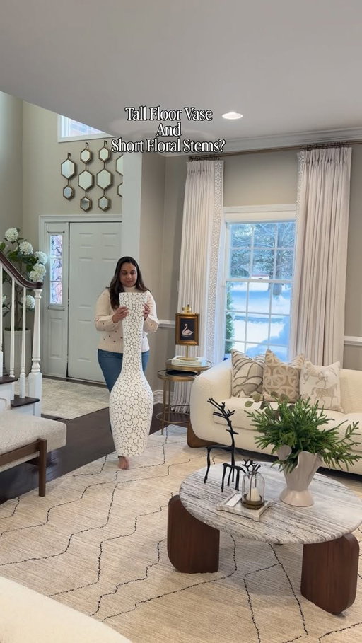 COMMENT: “VASE STYLING” for all the links!
My vase is finally back in stock & on sale! 

When florals are too short for the vase ……don’t buy new stems! A floral cage is the secret, it’s quick, no stuffing, no mess! Effortless styling with adjustable height for a clean, polished look🙌🏼 

Amazon Home Finds
How to style a tall vase?
Elevate Floor vase styling 
Tips and tricks
Amazon Favorites Found
Amazon gadgets 
Found it on amazon 
Home ideas