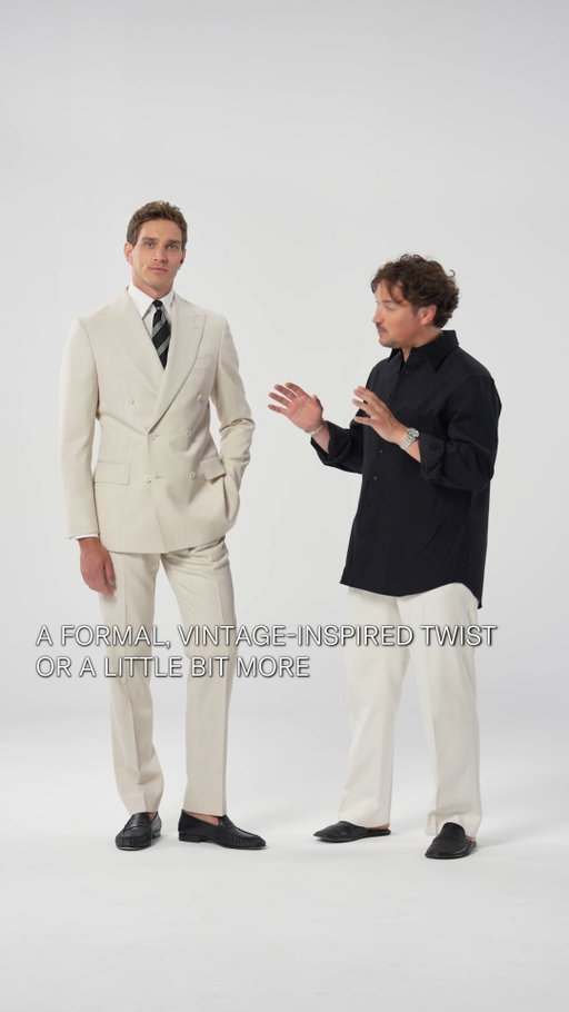 How to style for a winter wedding shown by our Style Director Marc. Go formal with a crisp white shirt and vintage-inspired tie, or turn it up with an Henley and patent boots for a touch of rock’n’roll. Available in-store & online.