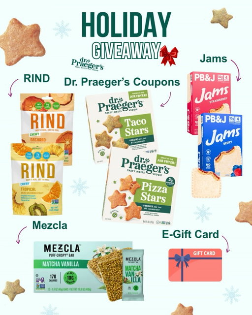 ‼️CLOSED‼️

🎁 HOLIDAY SNACKING BOARD GIVEAWAY 🎁

We’ve teamed up with some of our favorite better-for-you brands to bring you the ultimate holiday snacking bundle — packed with festive bites, sweet treats, and everything you need to build the coziest snack board of the season. One lucky winner takes it all. ✨🍕😋

ONE LUCKY WINNER WILL RECEIVE:
✨ 4 FREE Dr. Praeger’s product coupons
✨ RIND Tropical Fruit Packs
✨ Jams PB&J Sandwiches 
✨ Mezcla Matcha Vanilla Bars
✨ E-Gift Card

HOW TO ENTER:
1️⃣ LIKE this post
2️⃣ FOLLOW @drpraegers, @rindsnacks, @getjams, @eatmezcla
3️⃣ TAG 3 friends you’d snack & celebrate with 🎄

Giveaway ends Friday, 12/19 at 11:59 PM ET. Open to residents of the continental U.S., 18+ only. No purchase necessary. This giveaway is not sponsored, endorsed, or administered by Instagram or Facebook. Winner will be randomly selected by Dr. Praeger’s and contacted via DM. We will NEVER ask for credit card info or direct you to another account.