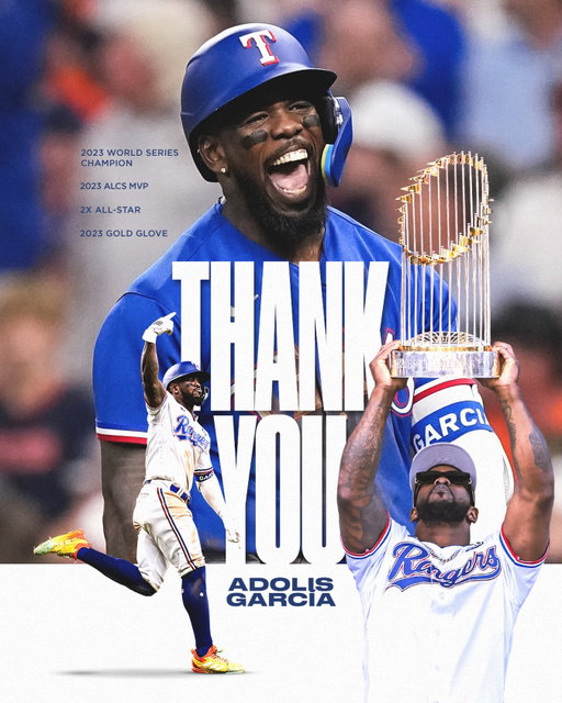 Thank you, Adolis, for providing endless energy, enthusiasm and passion to our club over the past six seasons. You gave us the greatest postseason performance of all-time and now, the history of our organization can’t be told without El Bombi.

Best of luck in your next chapter 💙