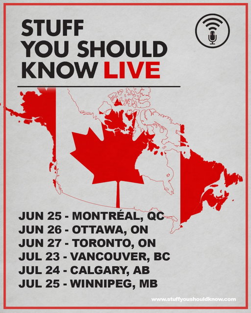 It’s happening! It’s really happening! Canada, we’ll see you next summer 🫡 🇨🇦 Pre-sale is live now with code SYSKLIVE - visit www.stuffyoushouldknow.com and get your tickets NOW 🎟️ 🎉