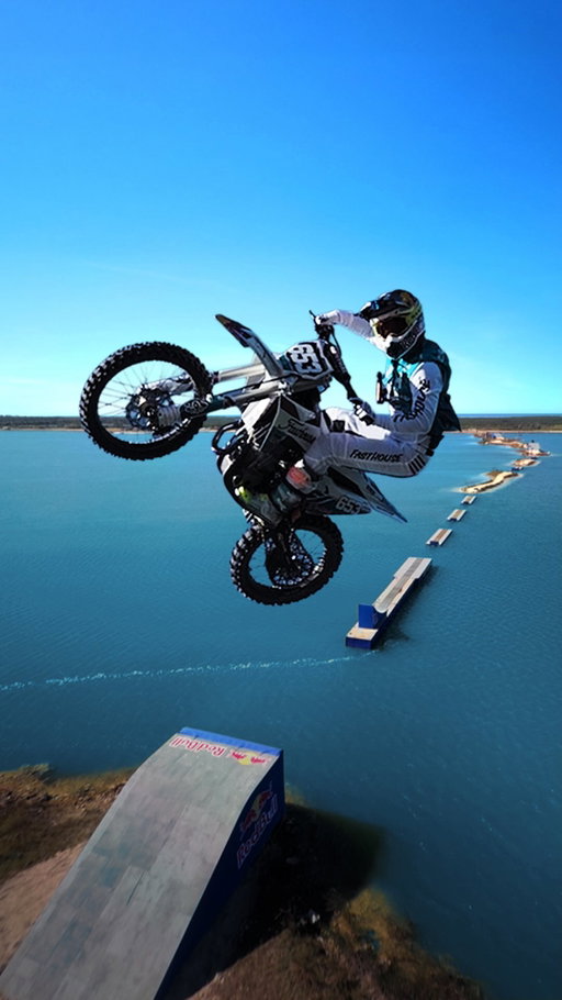 Island Hopper #ShotoniPhone17Pro. Jumping 6 islands. 2,316 feet of track. Over half a mile of water. Only @tylerbereman could make it happen.