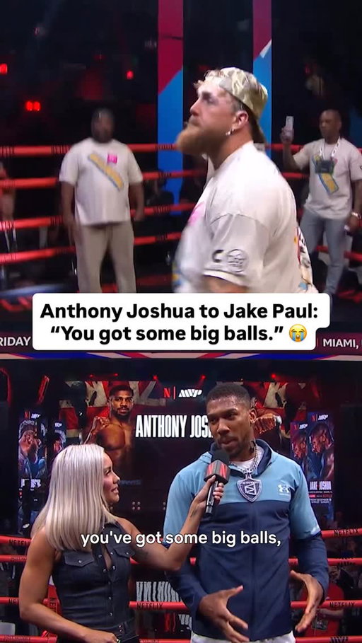 Anthony Joshua to Jake Paul: “You got some big balls. I’ve got to give him respect for taking this fight, because I’m fucking ready. It’s go time.” 

#JakeJoshua
LIVE only on Netflix
Friday December 19
8 PM ET | 5 PM PT
#boxing #jakepaul #anthonyjoshua
