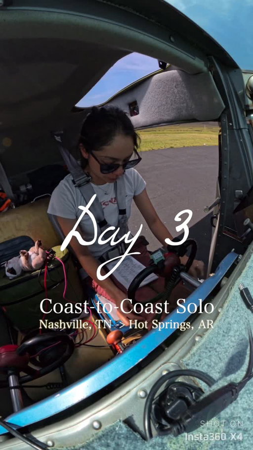 Day 3 of my transcontinental solo flight: Nashville->Hot Springs Arkansas! This was a way shorter day- I got a late start out of Nashville because I went to get my audio recording cable fixed and also had lunch with my college roommate before hitting the skies :) Full video is on YouTube, link in bio!!

*this series was filmed before I lost (and regained) my medical, but I had to hold it while I was in that review process.