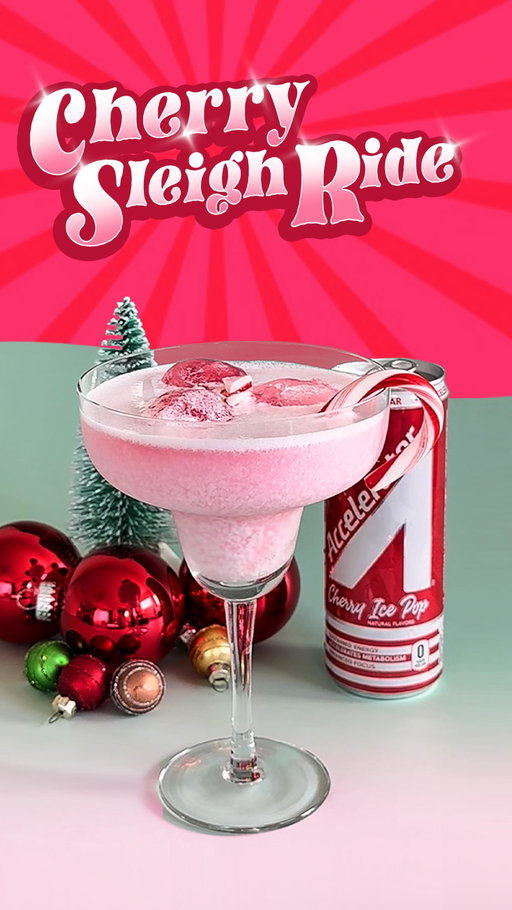 Cherry Sleigh Ride 🍒☃️

Ingredients:
▫️ Cherry Ice Pop 
▫️ Cherry Cheer Cubes
(frozen pomegranate x cherry juice)
▫️ Sweet Cream Coffee Creamer 
▫️ Crushed Candy Canes