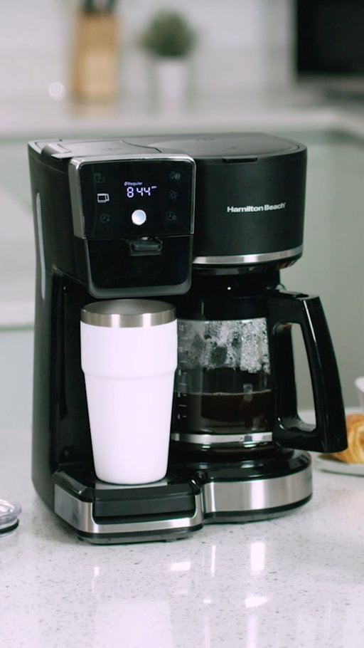 Brew your coffee any way you like — single serve or a full pot, hot or iced with the versatile 2-Way Programmable Iced/Hot Coffee Maker.