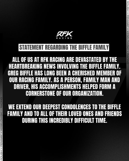Statements from RFK Racing, Jack Roush and Brad Keselowski on today’s tragedy.