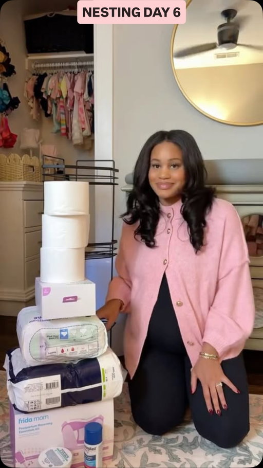 postpartum bathroom cart 🧸 have you made yours? #pregnant #postpartumcare #nestwithme #postpartumrecovery #36weekspregnant