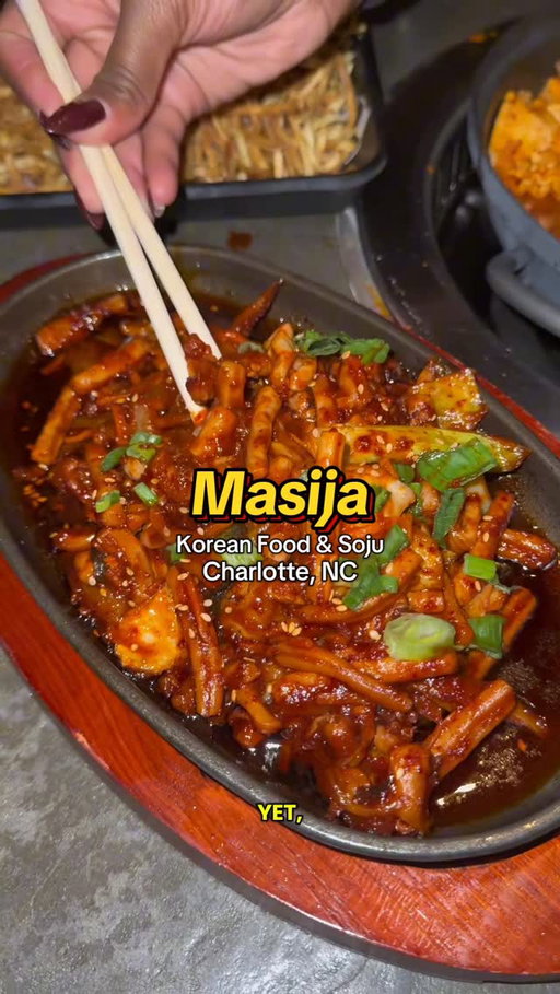 🍶 MASIJA - Charlotte’s First Sojubang!

@masija.clt 

Shoutout to my lovely dinner dates:
@jackiehdzm 
@lanzeats 
@giannapendergrass 

I’m all for a flashy, busy night out on the town, but sometimes I just want a chance to sit down in a warm and cozy atmosphere, drink and laugh with my friends, and share plates of delicious food. 

Masija is a sojubang - so it’s a place to do exactly that! 

The interior is cozy, cool, and ambient, and the spacious booths were perfect for our group of 4. We probably could have fit a few more if we wanted to. 

The food and drinks were all really delicious. Everyone thoroughly enjoyed their meal and we had quite a few leftovers to take home.

We tried:

To drink:
🍷 Bok Bon Ja - Raspberry Wine
🍶 Lychee Soju 

To eat:
🦑 Fried calamari (on the house!)
🍠 Sweet Potato Nest
🥟 Fried Pork Dumplings
🌽 Sizzling Corn Cheese
🍲 Budae Jjigae (Army Stew)
🥩 Galbi 
🍴Tteobokki
🍗 Chicken Wings
🦑 Spicy Squid

My favorites were the budae jjigae, the tteobokki, the sizzling corn cheese and the spicy squid. Their soju was juicy and strong, and the lychee flavor was great. You can’t go wrong ordering here though and they’re sure to share some good recommendations with you.

My advice is to grab some drinks, order a few dishes that catch your eye, and then order more as needed. 

Their menu is large and the prices are fair for the portion sizes. The ingredients are of super high quality and are all more than enough to share.

Even with all the drinks and food we got, it broke down to about $60 a person. After we got our food, we realized we definitely could have ordered less, but it was all so delicious I don’t know if I would have wanted to ;) 

Thank you so much to Kim, our server, and to Eunice, the owner, for giving us the rundown on what to order. Everyone is so kind and we will definitely be back. 

#charlotte #wheretoeat #koreanfood