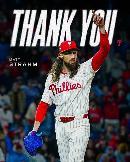 Thanks for everything, Matt ❤️

Trade: The Phillies have acquired right-handed pitcher Jonathan Bowlan from the Kansas City Royals in exchange for left-handed reliever Matt Strahm.