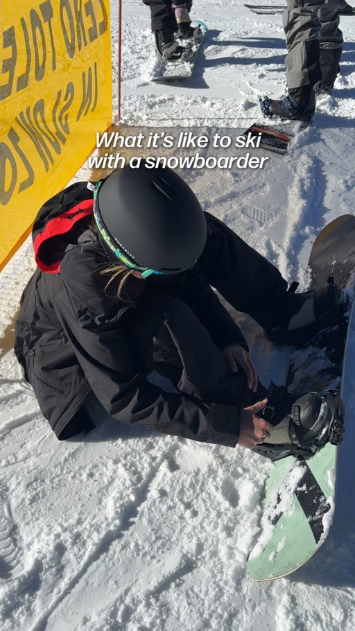 Skiing with a snowboarder really tests your patience, but let's be honest, we wouldn't trade them for the world.