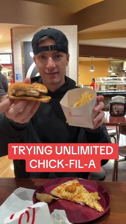 I tried all you can eat Chick Fil A at the University of Oklahoma - the ONLY one in the world #chickfila #oklahoma