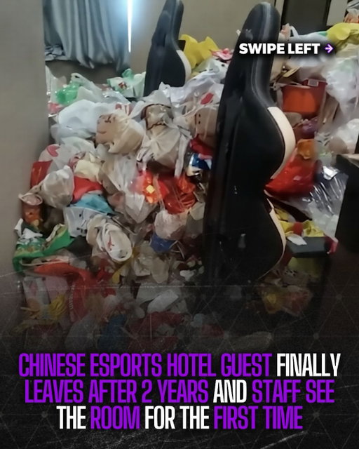 A Chinese Esports hotel guest left after a two year stay and the staff never saw the inside of the room. They finally opened the door and were left in shock. There was over four feet of trash and three feet of toilet paper👀

#esports #hotel #news #trending #explore