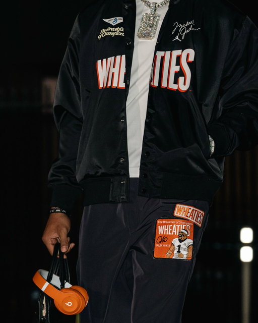 When the fit says “Breakfast of Champions.” A closer look at the Jalen Hurts x Wheaties details.