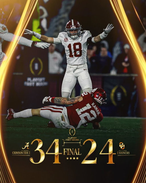 Ain’t no love in Oklahoma. 😉

#CFBPlayoff | #RollTide